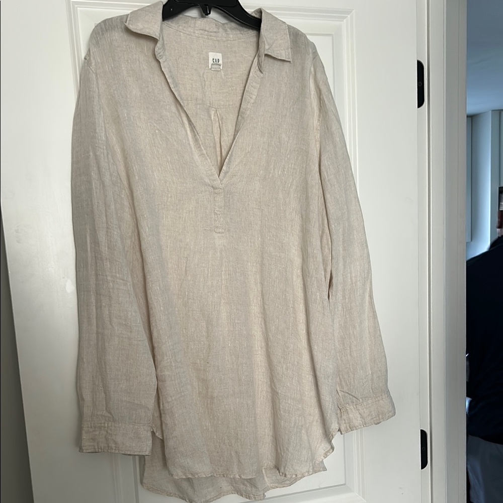 Women's Beige Linen Top